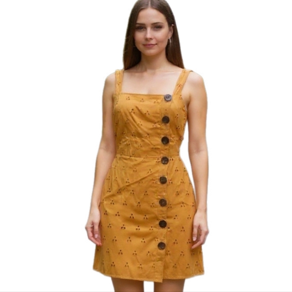 ASOS Retro Eyelet Asymmetrical Button Mini Dress